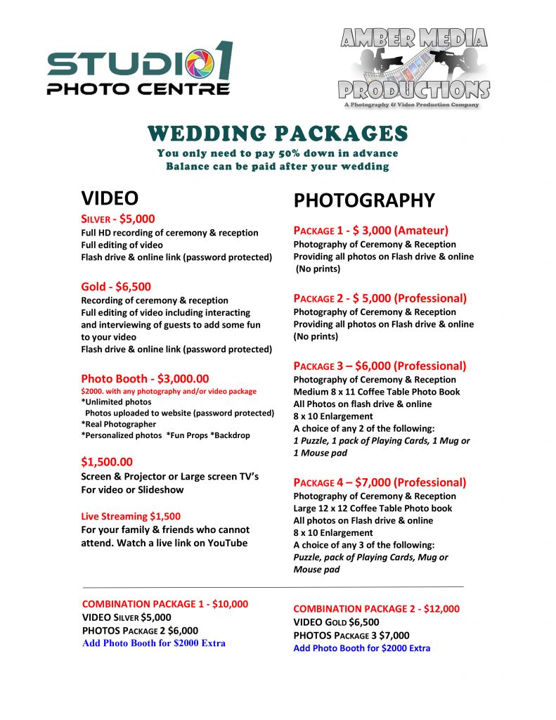 Wedding Photography & Video Packages in Trinidad & Tobago